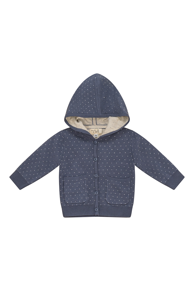 Knitted Hooded Jacket with Patch Pockets, Main, color, Dark Blue Grey/Dark Almond