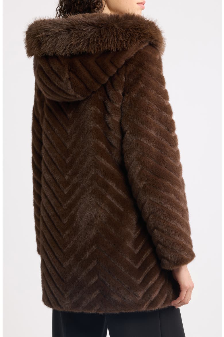Faux Fur Hooded Coat, Alternate, color, CHOCOLATE