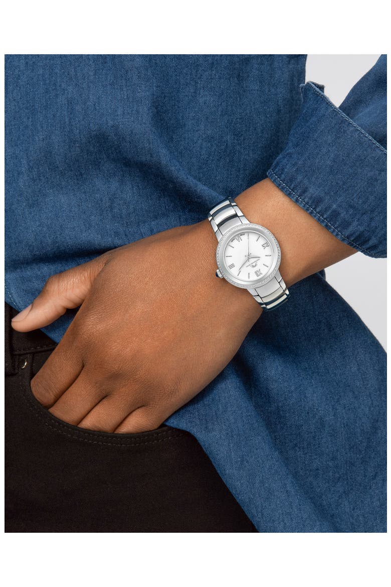 Luna Bracelet Watch, 34mm, Alternate, color, SILVER & WHITE
