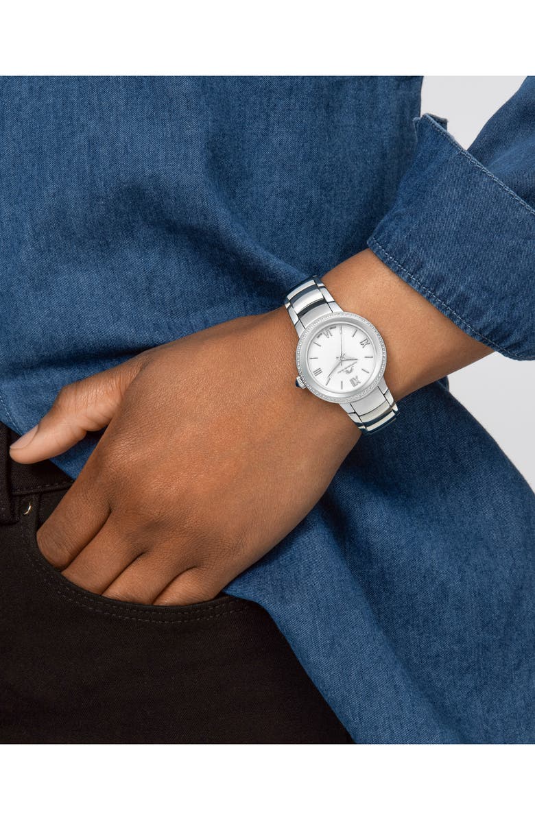 PORSAMO BLEU Luna Bracelet Watch, 34mm, Alternate, color, Silver & White