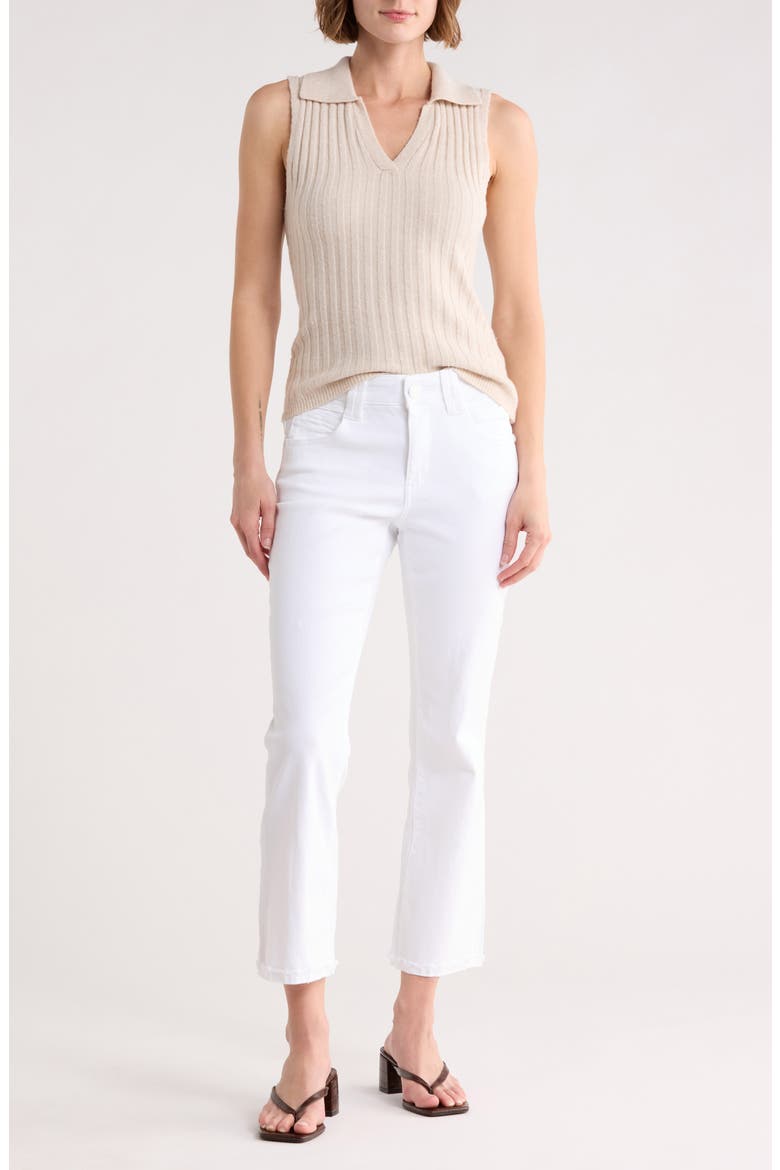 Scallop Fray Hem Crop Flare Leg Jeans, Main, color, OPTIC WHITE