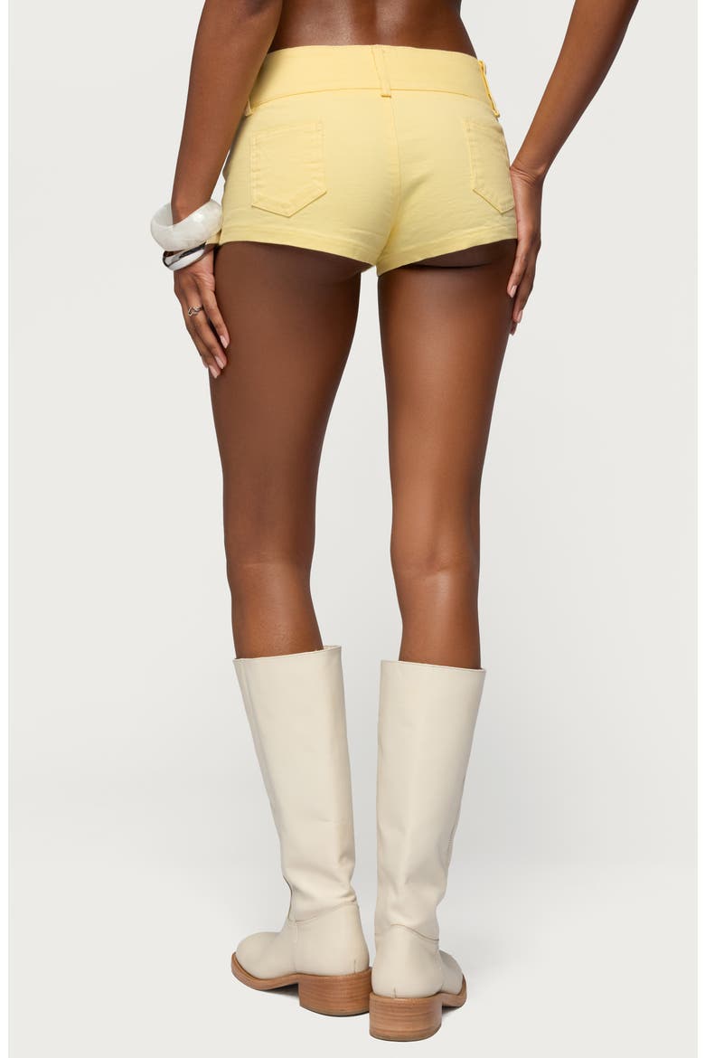 Studded Belt Denim Micro Shorts, Alternate, color, YELLOW