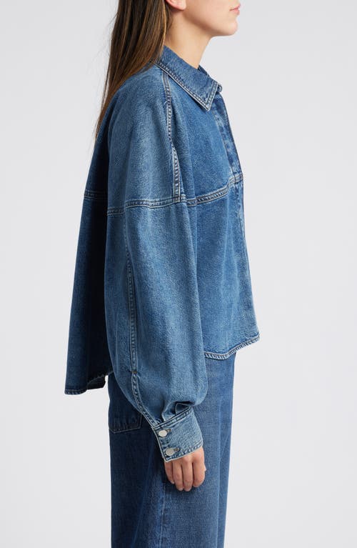 Frame Le Cropped Oversized Denim Jacket In Guardian