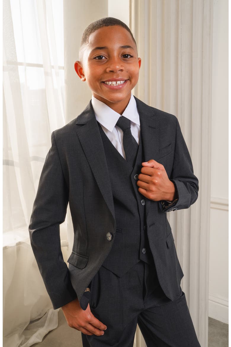 Kids' Luxor 5-Piece Slim Fit Suit, Alternate, color, Kem Charcoal