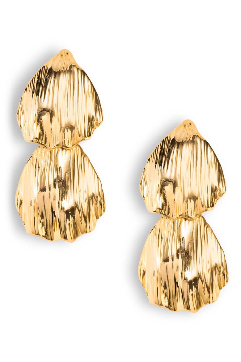 Zaria Double Drop Earrings, Main, color, GOLD