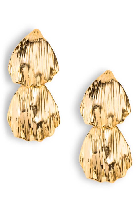 Zaria 16k Gold Plated Double Drop Earrings