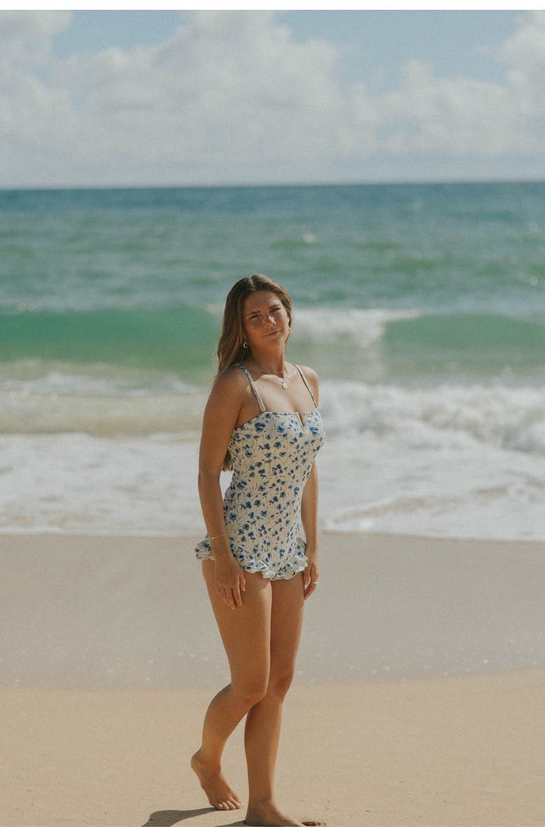 Geode Swimwear Iris One Piece Swimsuit, Alternate, color, Delicate Floral Print