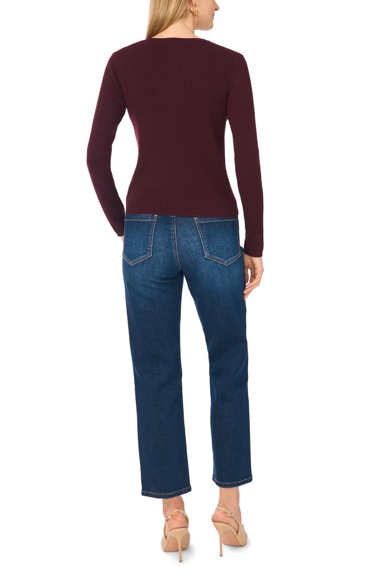 Slim Fit Ribbed Henley Sweater, Alternate, color, CHOCOLATE BURGUNDY