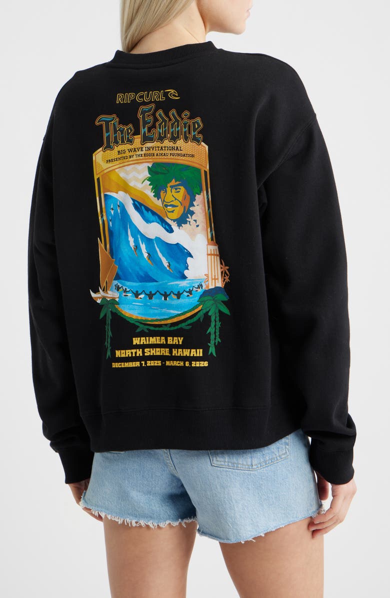 Rip Curl Eddie Would Go Crewneck Sweatshirt, Alternate, color, Black