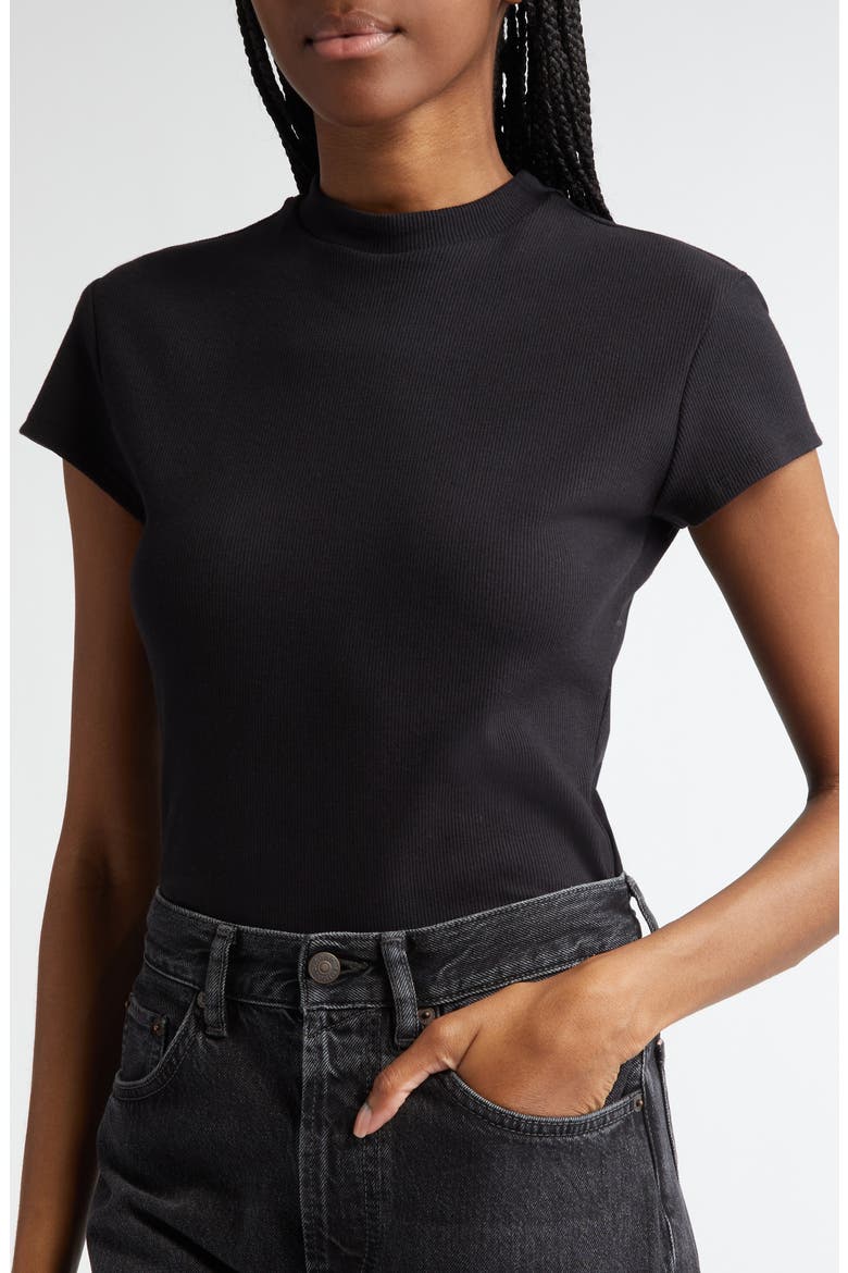 Sam Stretch Cotton Rib T-Shirt, Alternate, color, BLACK