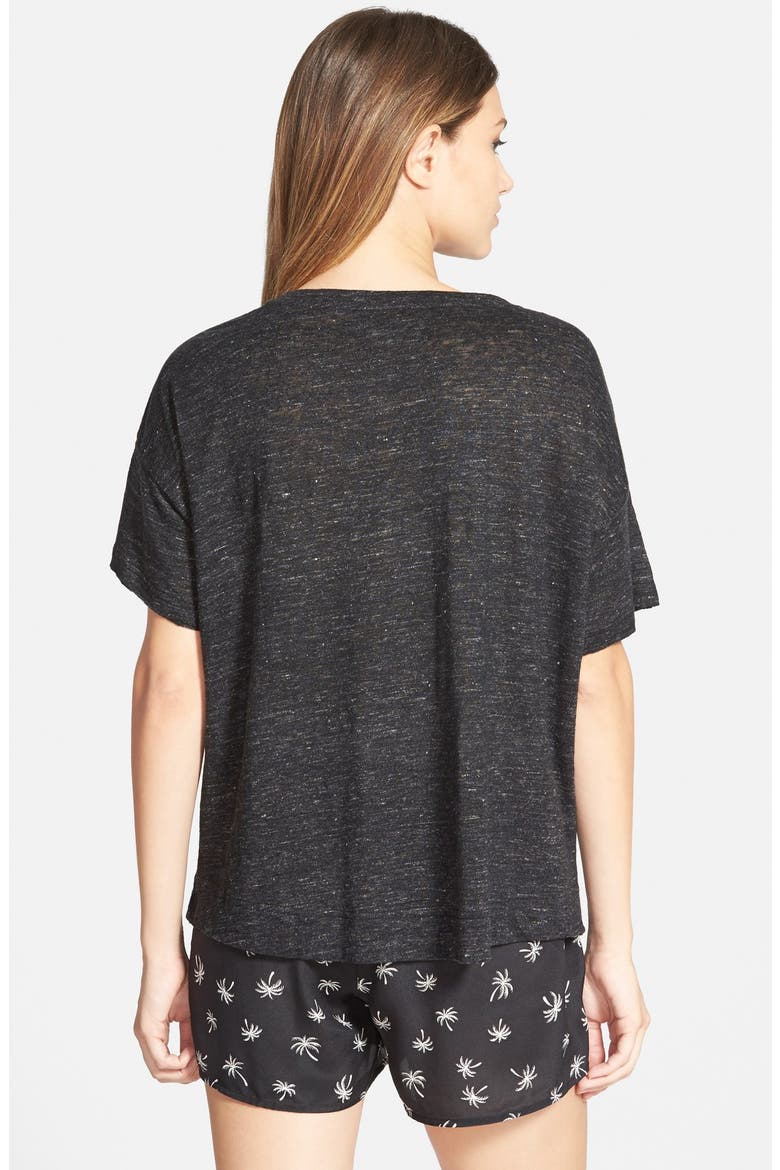 'Ella' Slouchy Linen Tee, Alternate, color, HEATHER COAL