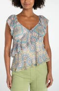 Liverpool Los Angeles Print Ruffle Top