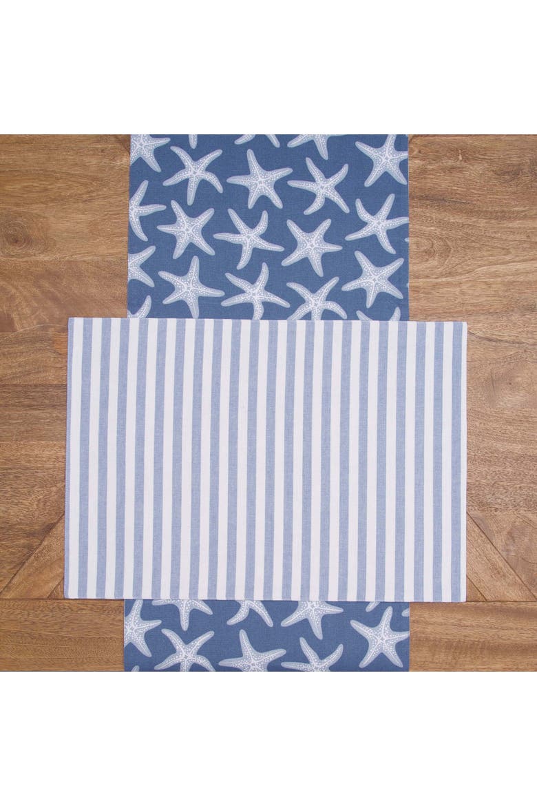 Calming Seas Starfish Reversible Placemats Set of 6, Alternate, color, Blue