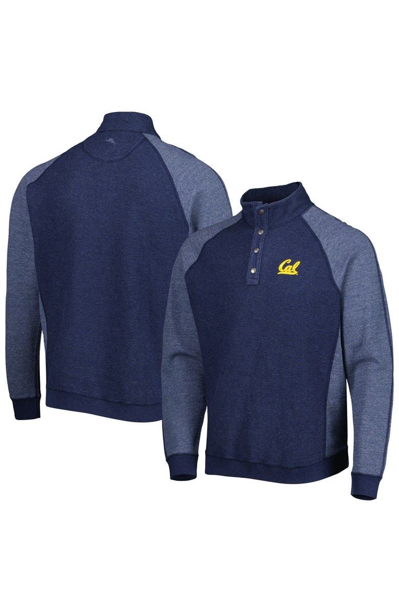 Tommy Bahama Men's Tommy Bahama Navy Cal Bears Sport Scrimmage Snap Mock Neck Raglan Button-Up Jacket, Main, color, 