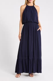 WEST K Halter Neck Gauze Maxi Dress