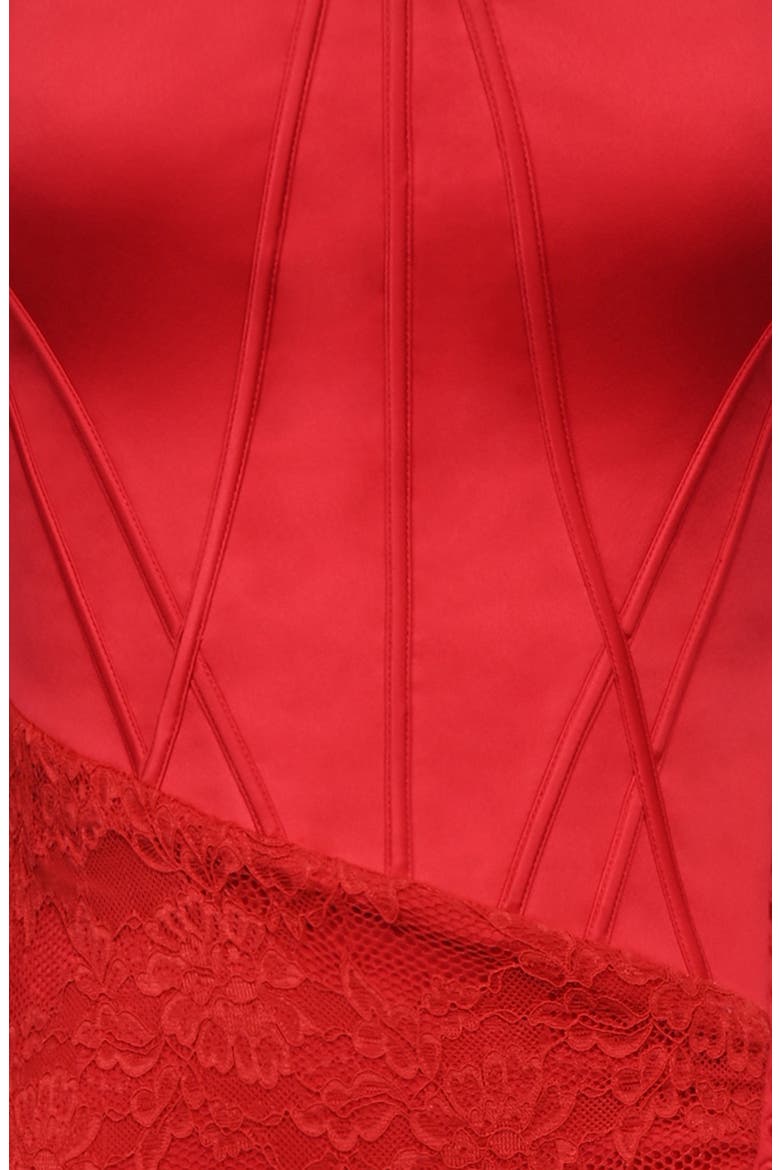Valerie Satin & Lace Corset Gown, Alternate, color, RED
