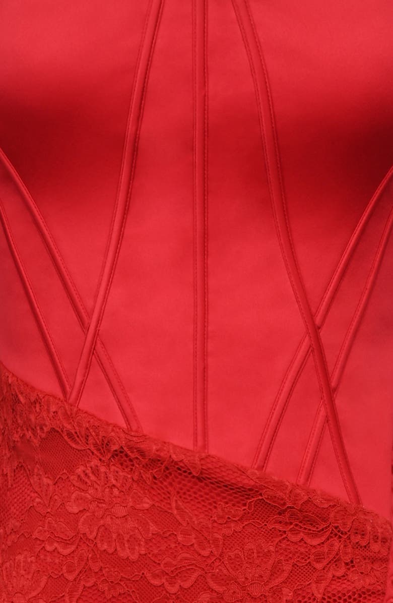 HOUSE OF CB Valerie Satin 
Lace Corset Gown, Alternate, color, Red