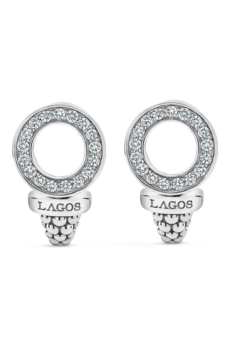 Enso Diamond Caviar Circle Earrings, Alternate, color, SILVER/DIAMOND