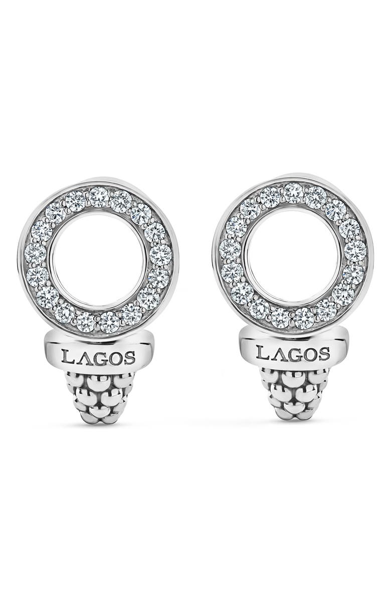 LAGOS Enso Diamond Caviar Circle Earrings, Alternate, color,