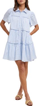 WISHLIST Check Print Buttoned Babydoll Dress