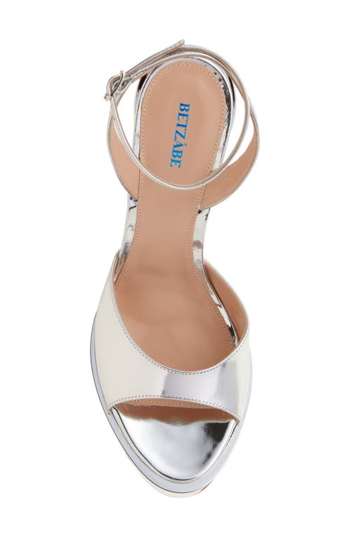 Betzábe Mirror Ankle Strap Platform Sandal In Silver