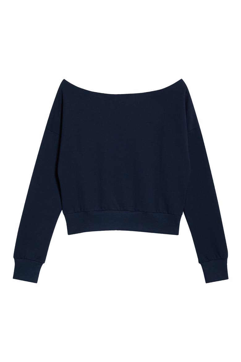 Flashdance Boat Neck Fleece Sweatshirt, Alternate, color, NAVY BLAZER