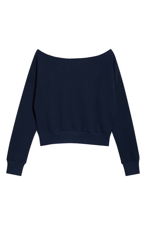 Flashdance Boat Neck Fleece Sweatshirt