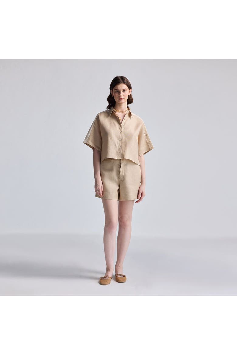 Boxy Shirt with Lace, Main, color, Neutral