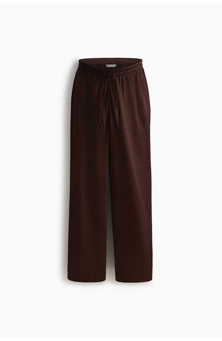 H&M Mama Cotton Drawstring Trousers, Main, color, Dark Brown