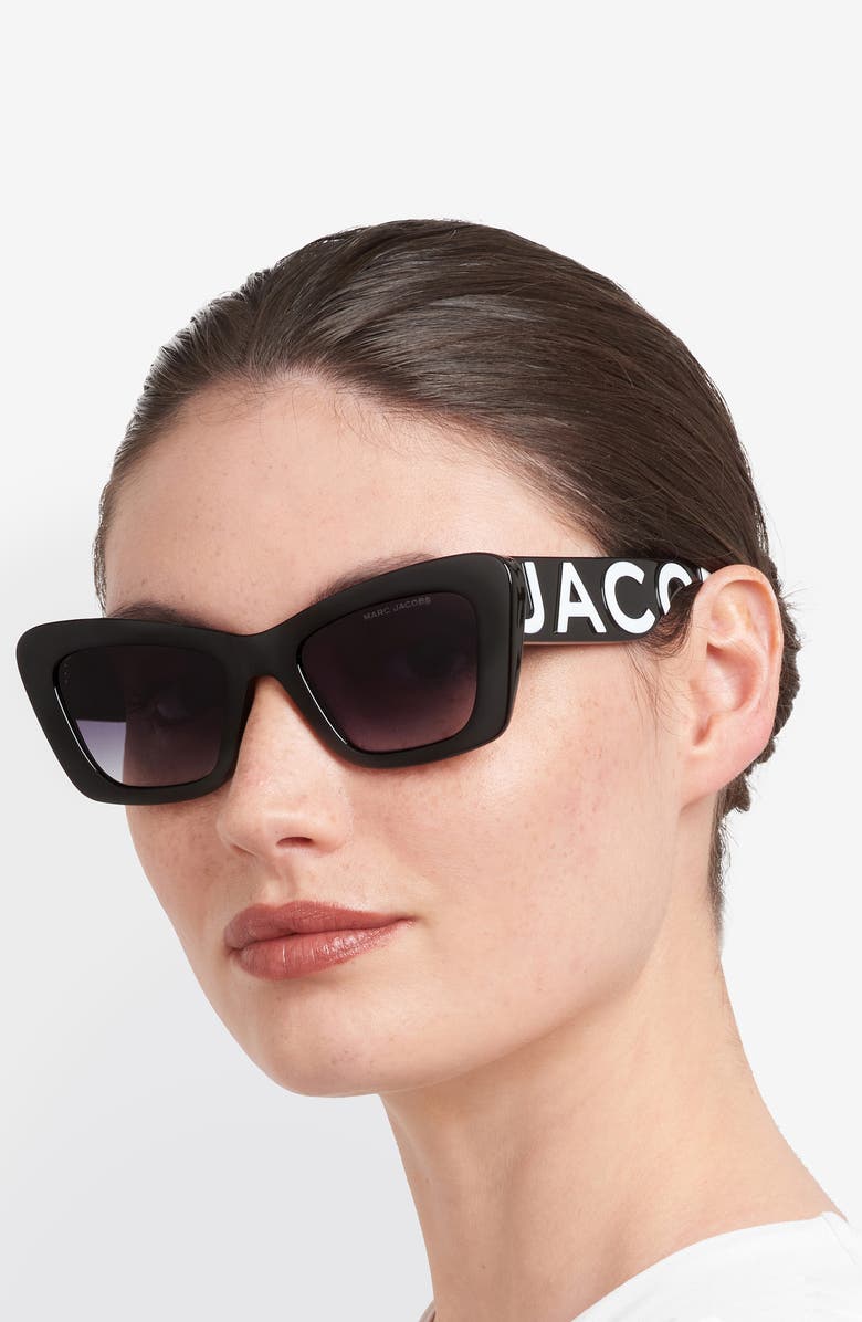 Marc Jacobs 52mm Cat Eye Sunglasses, Alternate, color, Black White/ Dark Grey Sf