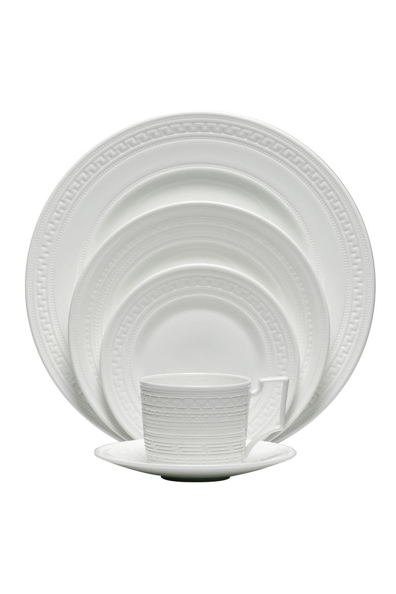 Intaglio 5-Piece Bone China Place Setting, Main, color, WHITE