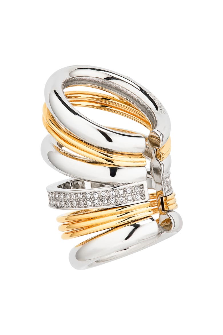 Punk Two-Tone Single Ear Cuff, Alternate, color, GOLD / SILVER