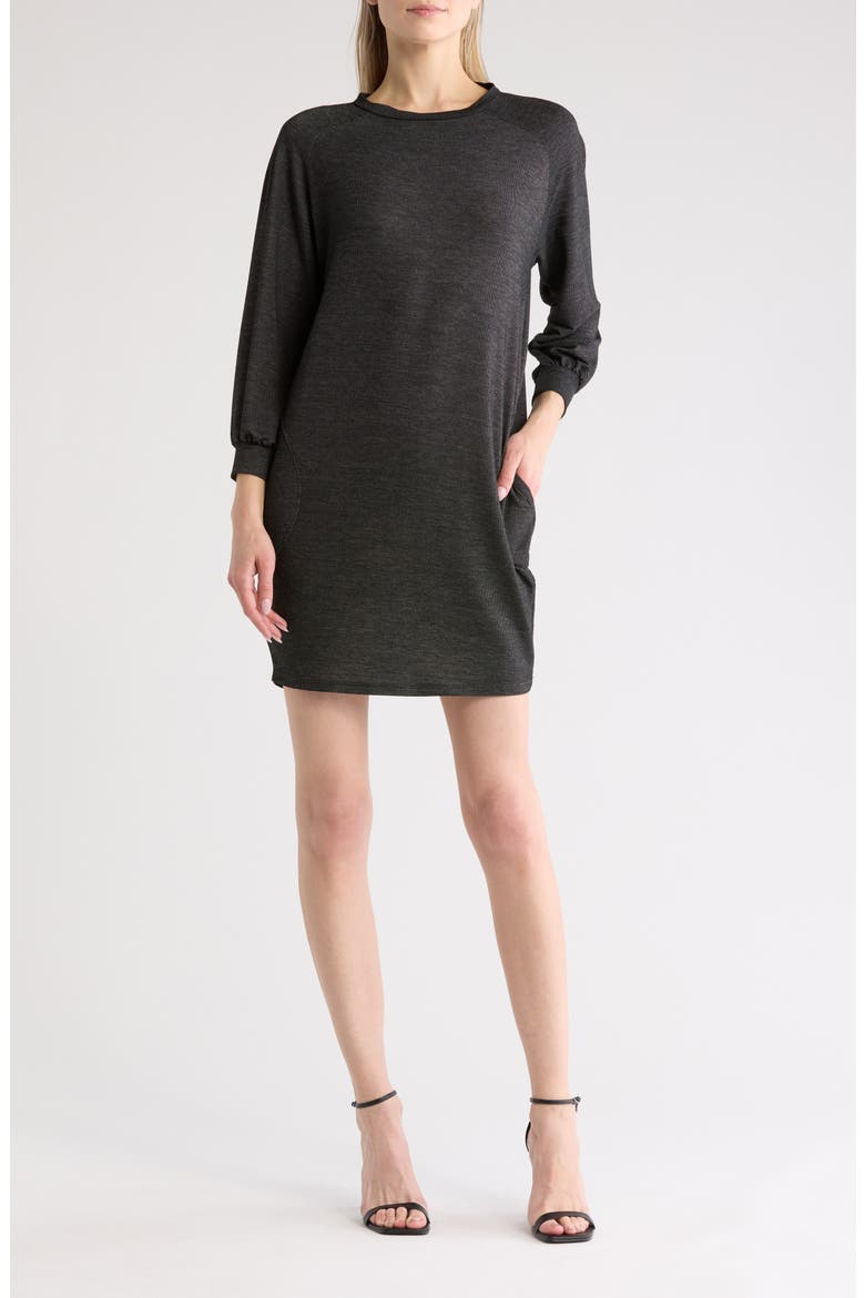 Relax With Me Long Sleeve Sweater Dress, Main, color, TWO-TONE BLACK