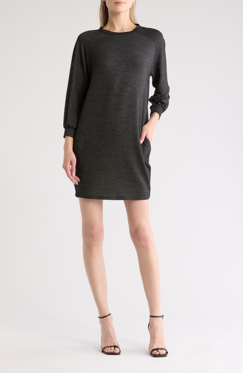 GO COUTURE Relax With Me Long Sleeve Sweater Dress, Main, color, Two-Tone Black