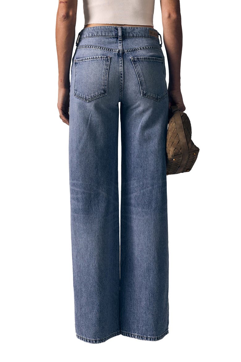 Nomad Flower Appliqué High Waist Wide Leg Jeans, Alternate, color, MOON FLOWER