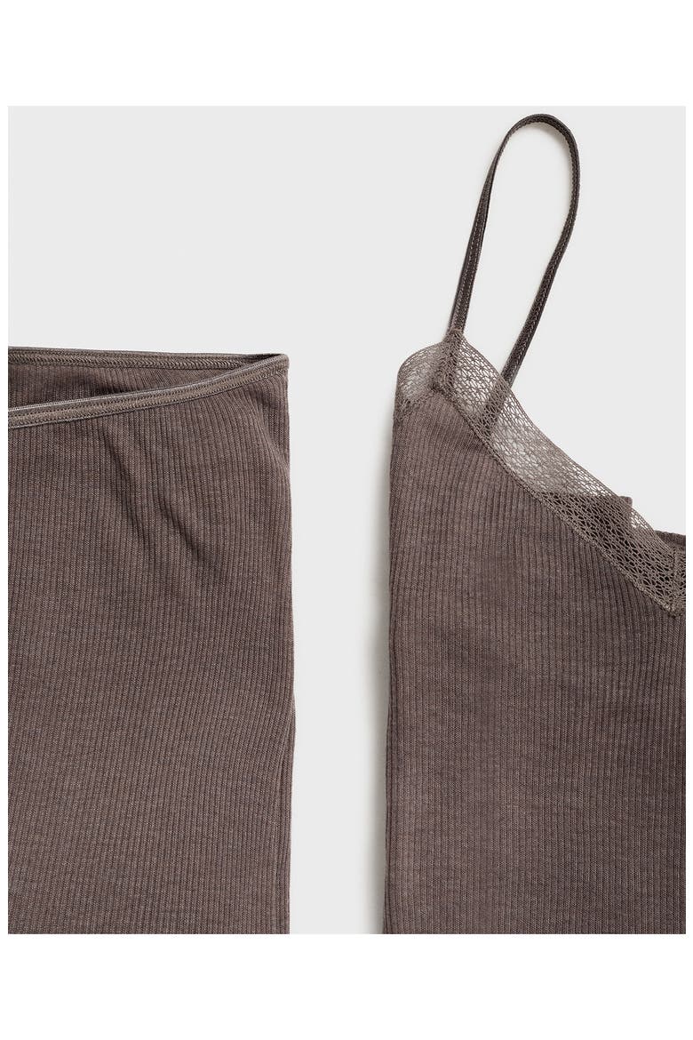Rib Pajama Top, Alternate, color, BROWN