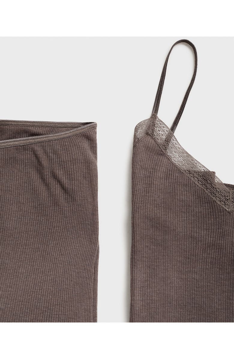 MANGO Rib Pajama Top, Alternate, color, Brown