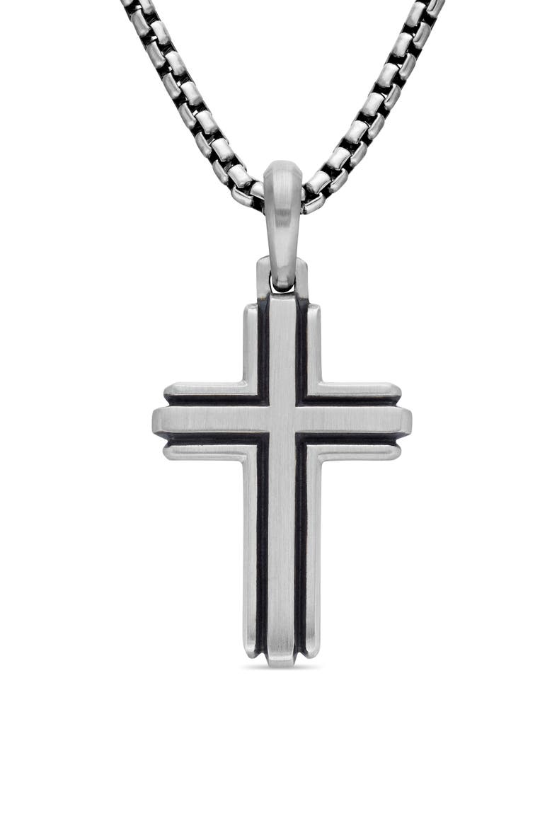 Deco Cross Enhancer Pendant, Main, color, SILVER