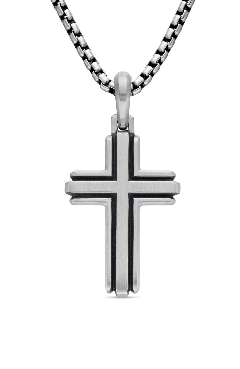 David Yurman Deco Cross Enhancer Pendant, Main, color, Silver