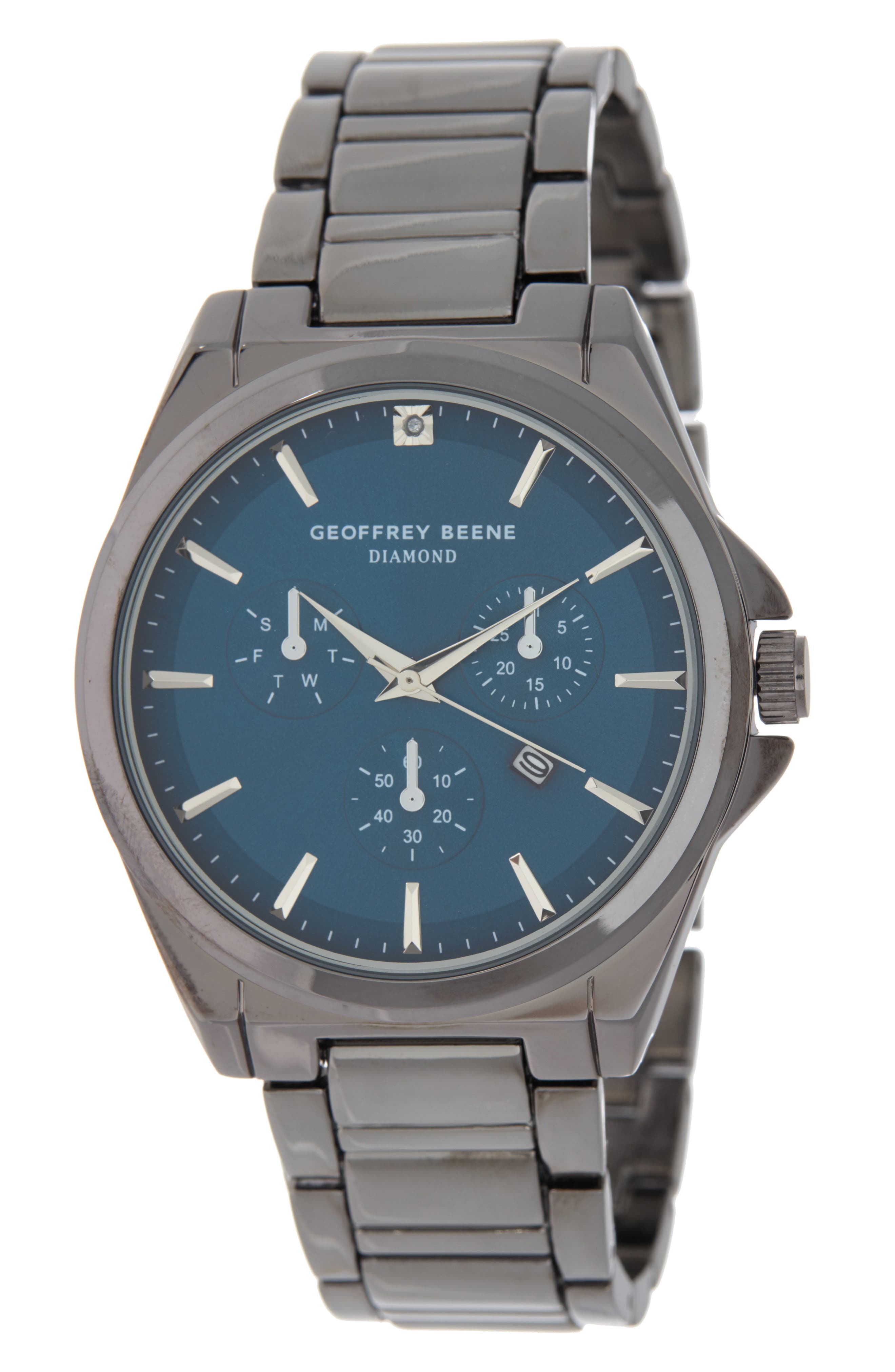 GEOFFREY BEENE Diamond Bracelet Strap Chronograph Watch, 42mm