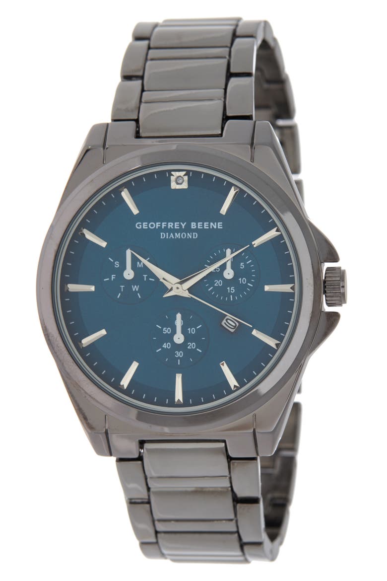 Diamond Bracelet Strap Chronograph Watch, 42mm, Main, color, GUN METALLIC