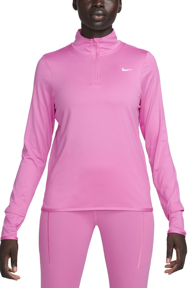 Nike Dri-FIT Swift Element UV Quarter Zip Running Pullover, Main, color, Playful Pink