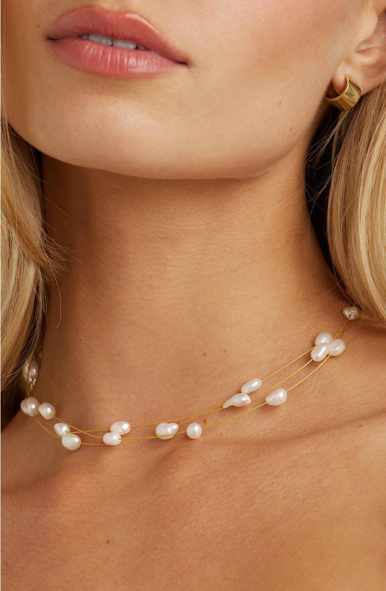 Untamed Petals Pacific Pearl Choker, Alternate, color, Gold