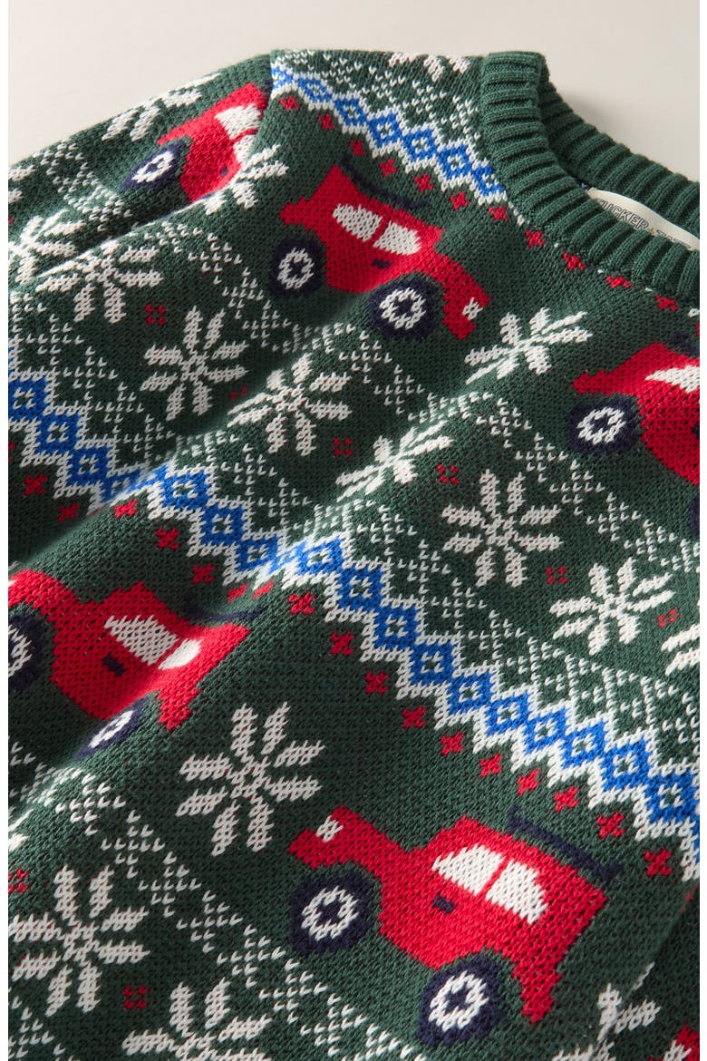 Kids' Fair Isle Cotton Sweater, Alternate, color, GREEN TREKKING FAIRISLE TRUCK