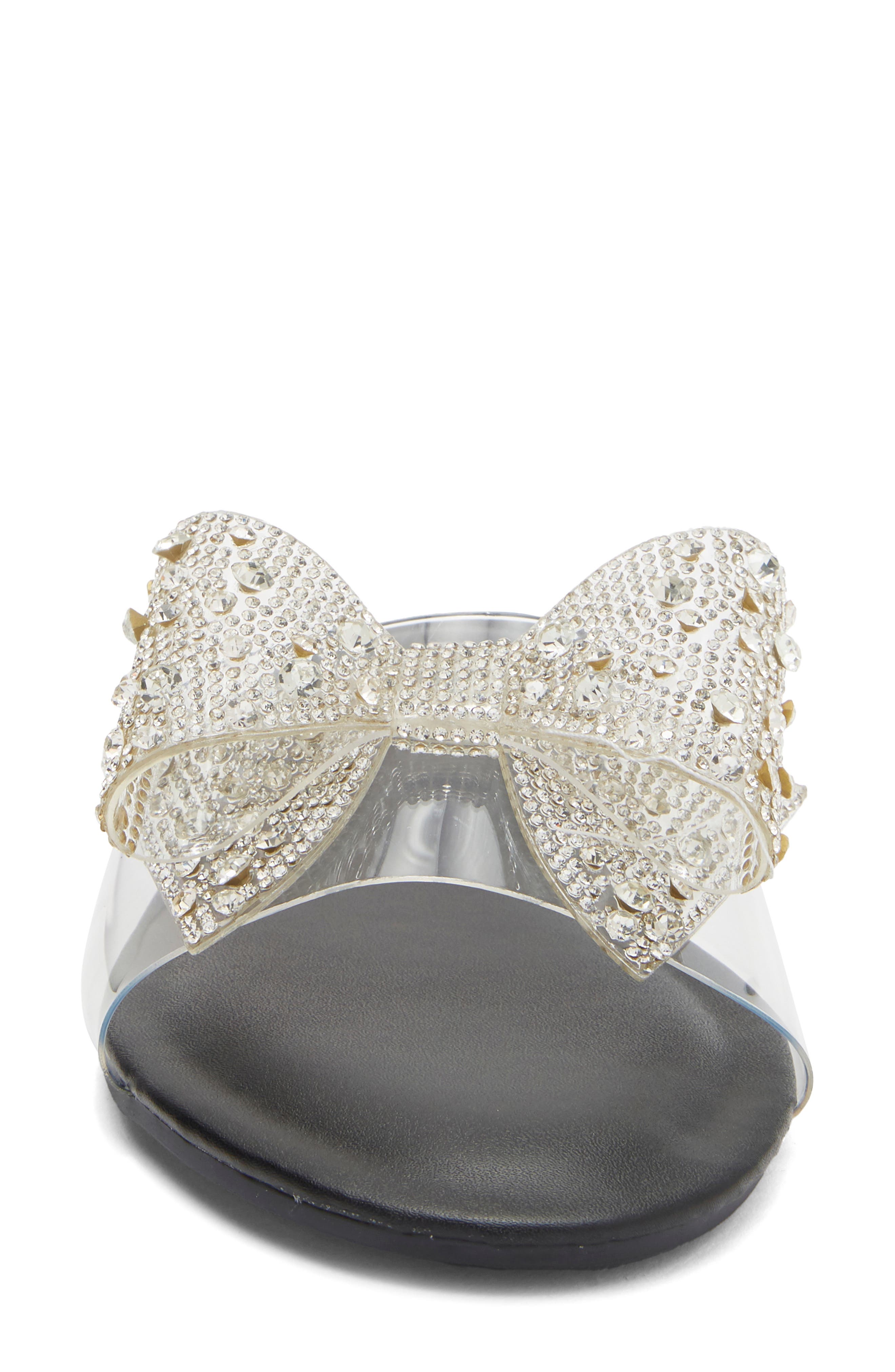 TOP MODA Peach Bow Slide Sandal, Alternate, color, Black