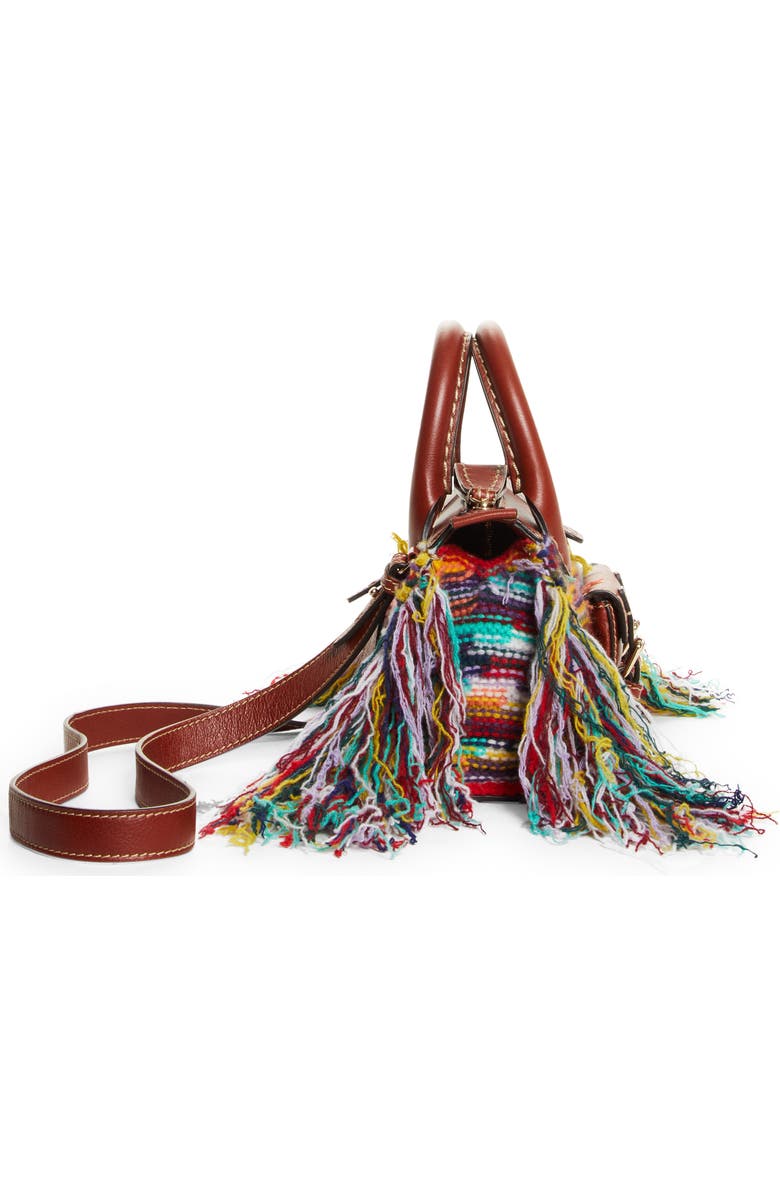 Chloé Mini Edith Cashmere & Leather Satchel, Alternate, color,