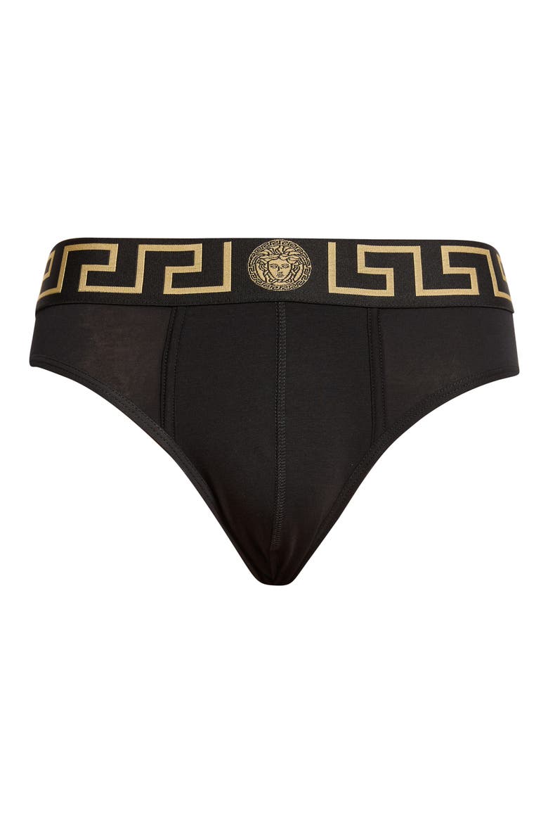 2-Pack Greca Border Stretch Cotton Briefs, Main, color, BLACK GOLD GREEK KEY