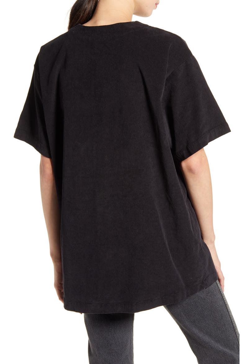 x Olivia Kim Corduroy Baseball Jersey, Alternate, color, BLACK