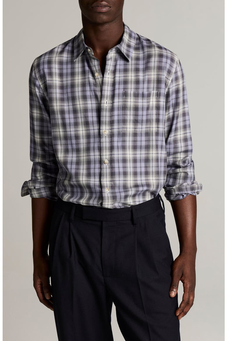 Exchange Plaid Long Sleeve Shirt, Main, color, DK LILAC COMBO
