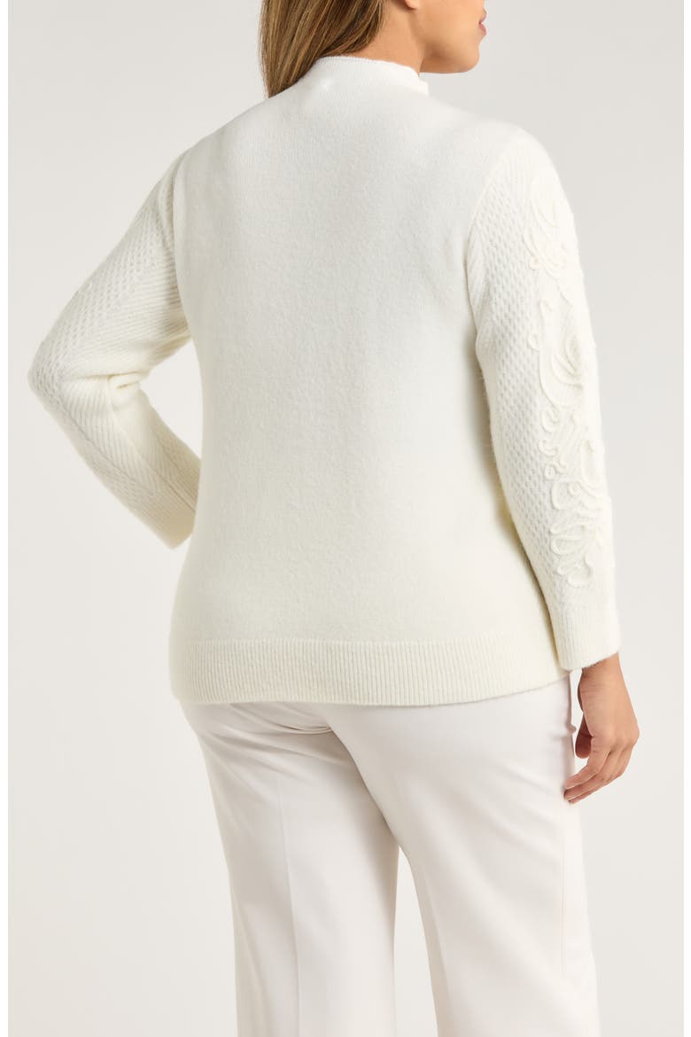 Embroidered Funnel Neck Sweater, Alternate, color, WHITE DOVE